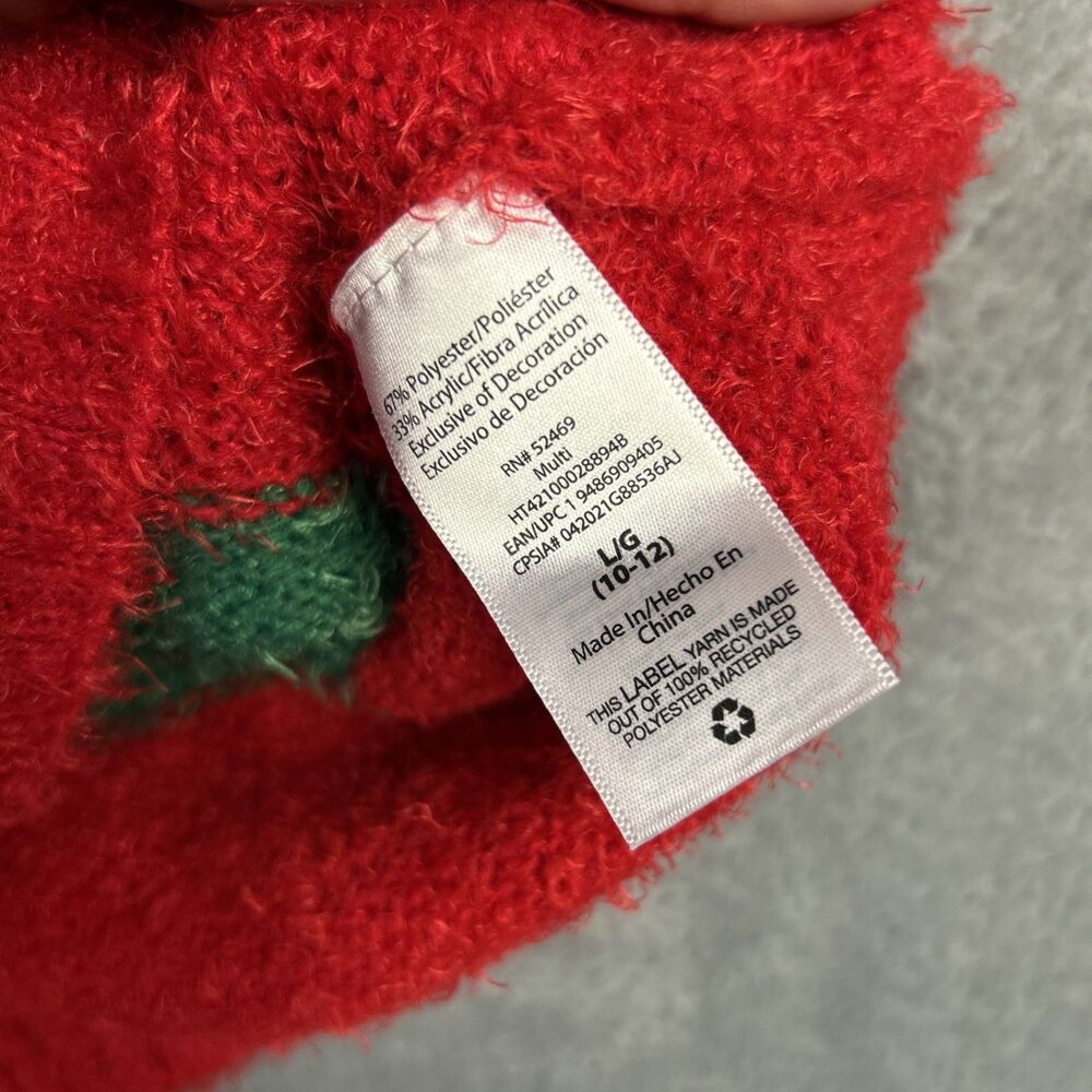 Holiday Time Girls Ugly Christmas Sweater Unicorn Sz. 10-12 Large Red/Green - Picture 10 of 12